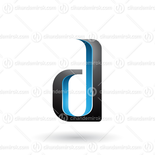 Blue and Black Shaded Letter D Vector Illustration