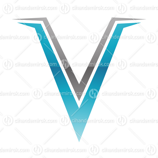 Blue and Black Spiky Letter V Logo Icon - Bundle No: 077