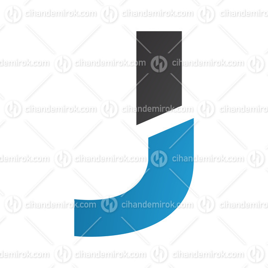 Blue and Black Split Shaped Letter J Icon