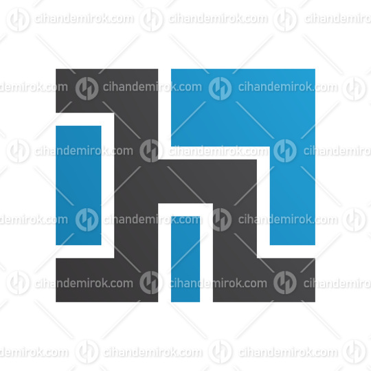 Blue and Black Square Shaped Letter H Icon