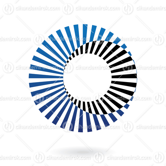 Blue and Black Striped Abstract Logo Icon of Intersecting Circles 