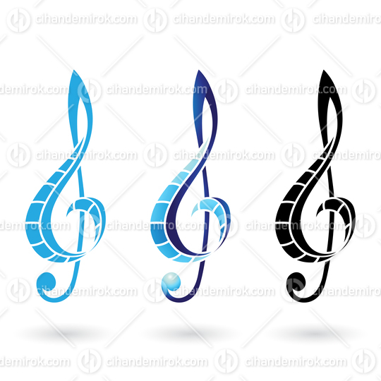 Blue and Black Striped Clef Signs