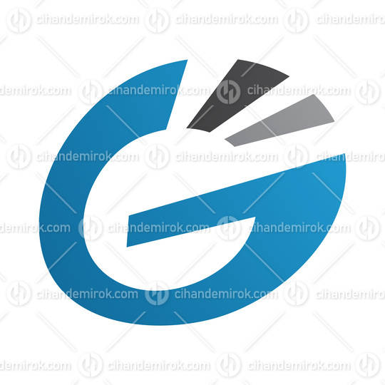 Blue and Black Striped Oval Letter G Icon