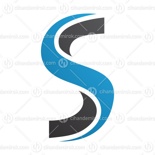 Blue and Black Twisted Shaped Letter S Icon