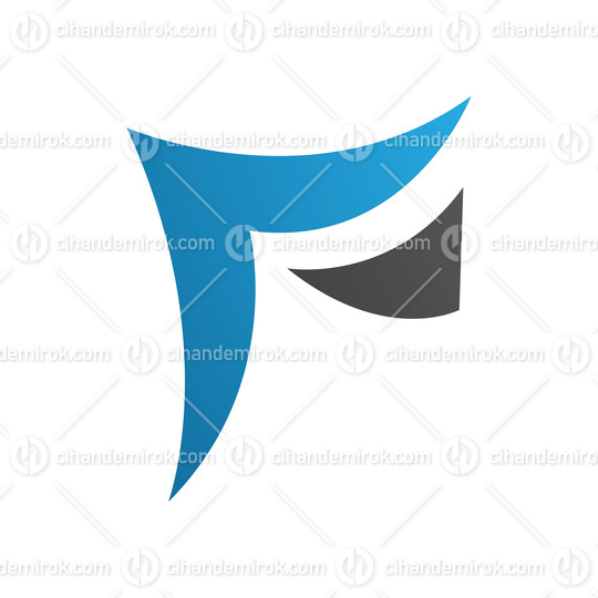 Blue and Black Wavy Paper Shaped Letter F Icon