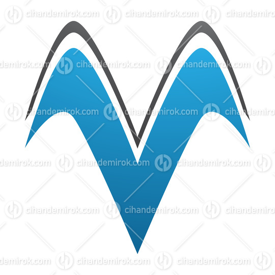 Blue and Black Wing Shaped Letter V Icon