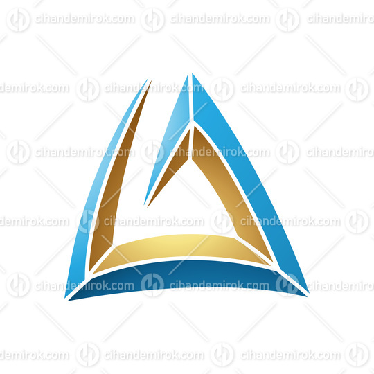 Blue and Gold Triangular Spiral Letter A Icon