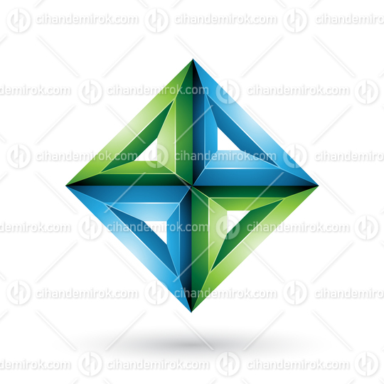 Blue and Green 3d Geometrical Embossed Diamond Shape