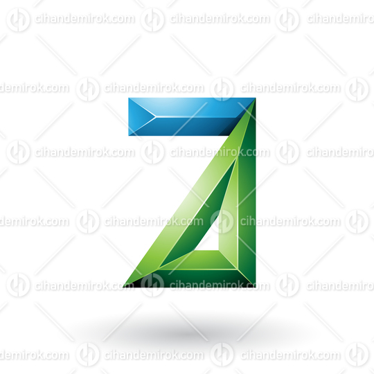 Blue and Green 3d Geometrical Embossed Letter A