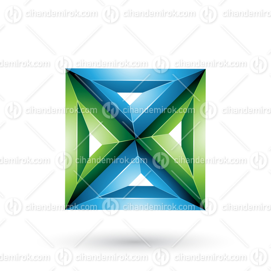 Blue and Green 3d Geometrical Embossed Square and Triangle Shape