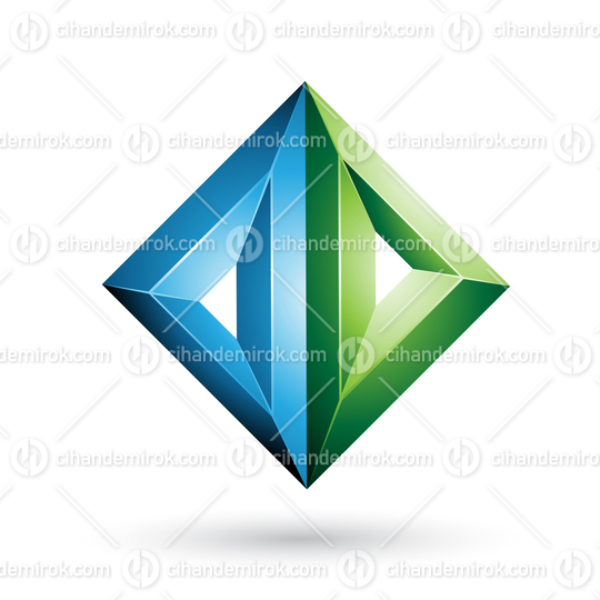 Blue and Green 3d Geometrical Embossed Triangle Diamond Shape