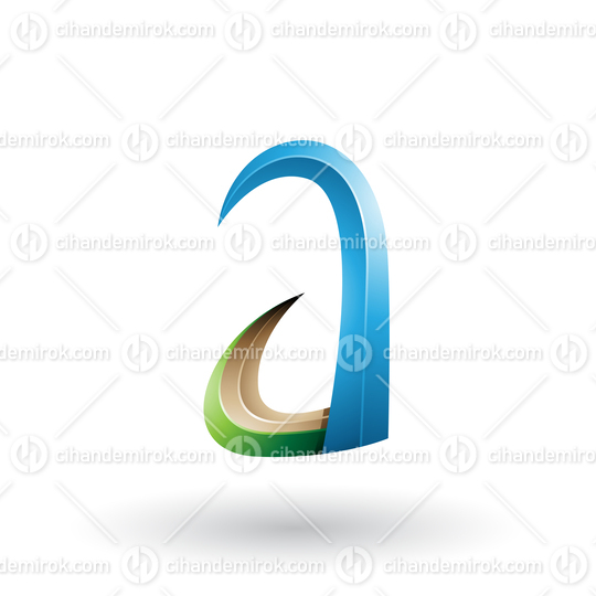 Blue and Green 3d Horn Like Letter A Vector Illustration