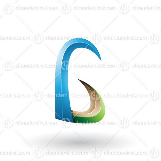 Blue and Green 3d Horn Like Letter G Vector Illustration