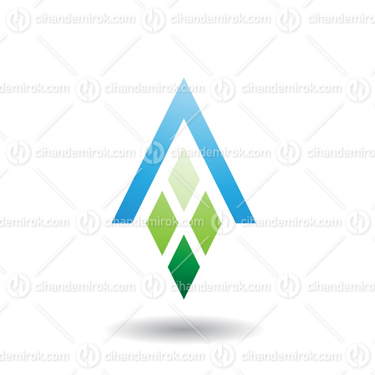 Blue and Green Abstract Icon for Letter A with Four Diamond Shapes