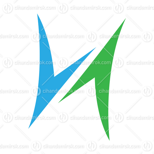 Blue and Green Arrow Shaped Letter H Logo Icon - Bundle No: 050