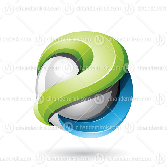Blue and Green Bold Metallic Glossy 3d Sphere Vector Illustration