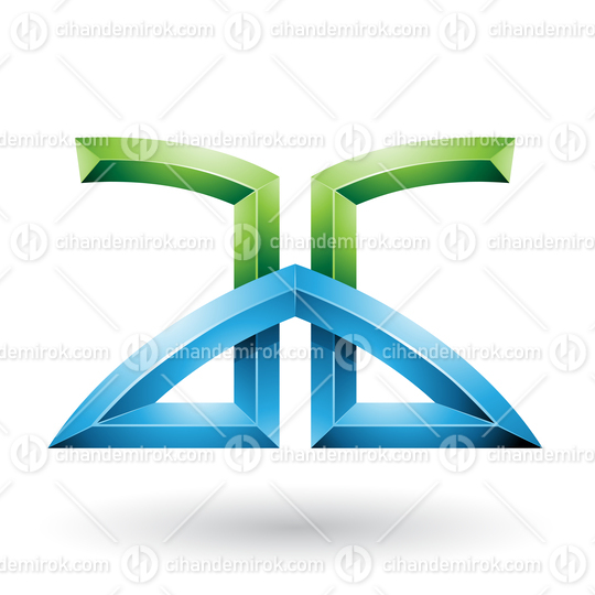 Blue and Green Bridged Embossed Letters of A and G