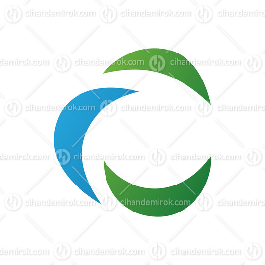 Blue and Green Crescent Shaped Letter C Icon