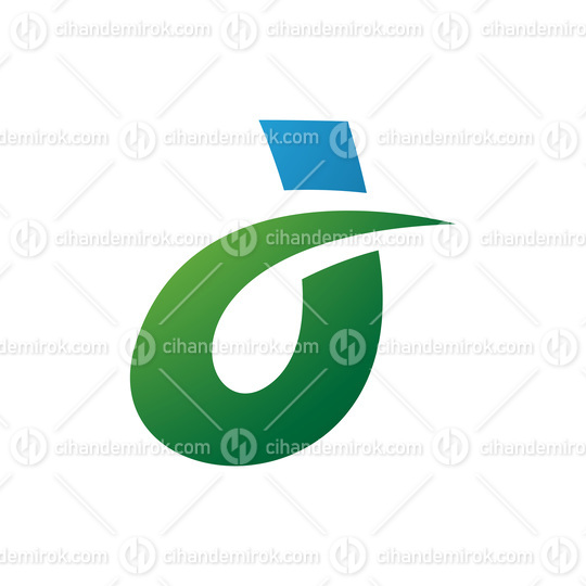 Blue and Green Curved Spiky Letter D Icon