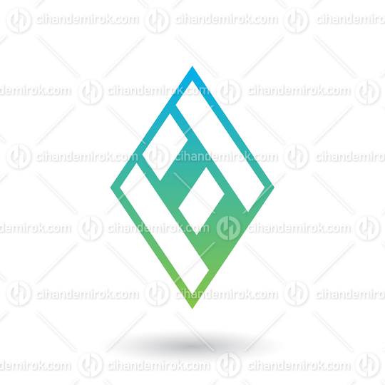 Blue and Green Diamond Shaped Letter A Vector Illustration