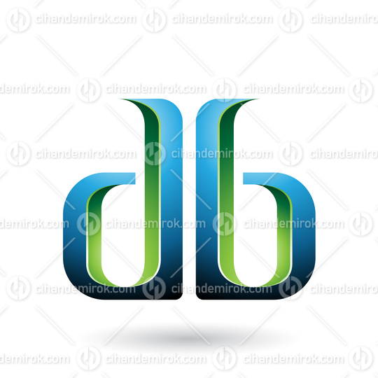 Blue and Green Double Sided D and B Letters Vector Illustration