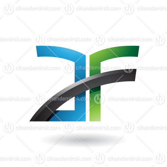 Blue and Green Dual Letter Icon of A and F Vector Illustration