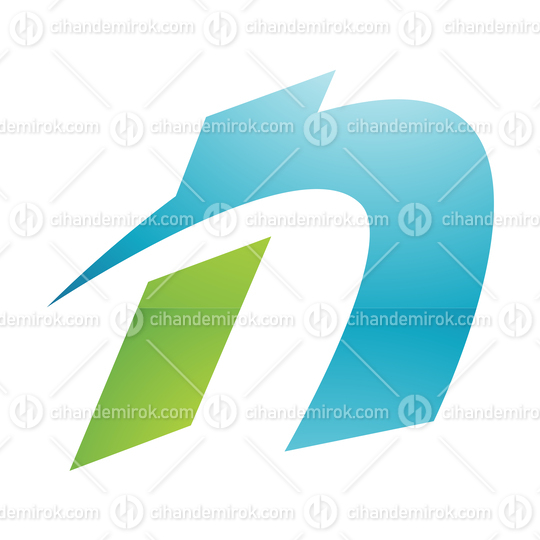 Blue and Green Glossy Abstract Spiky Letter N Logo Icon - Bundle No: 061