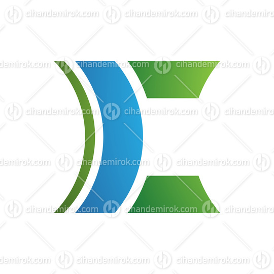 Blue and Green Lens Shaped Letter C Icon