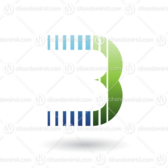 Blue and Green Letter B Icon with Vertical Stripes