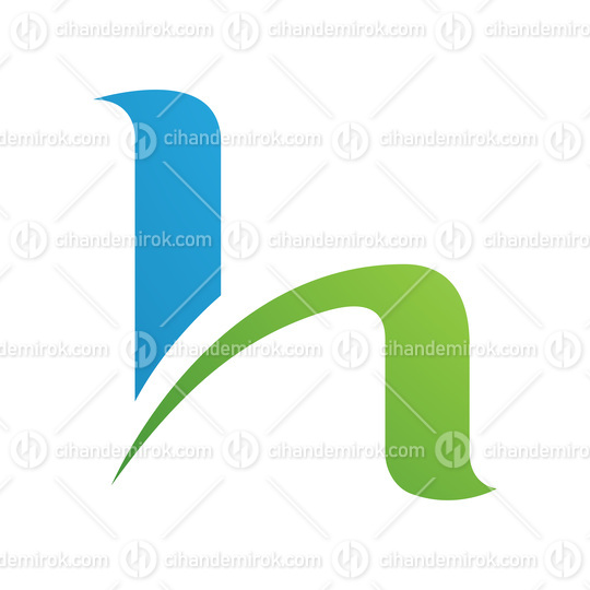 Blue and Green Letter H Icon with Round Spiky Lines