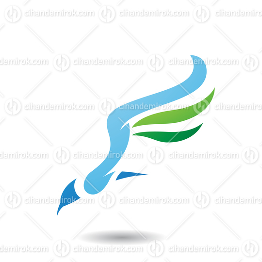 Blue and Green Long Winged Bird Icon