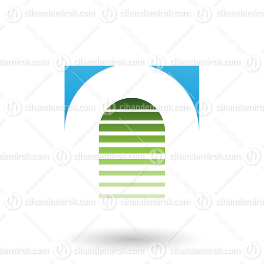 Blue and Green Reversed U Icon for Letter A Vector Illustration