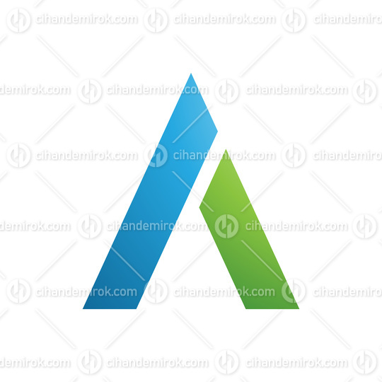 Blue and Green Trapezium Shaped Letter A Icon
