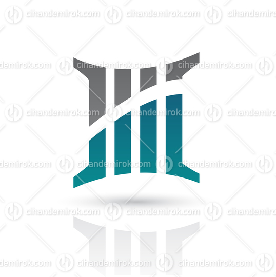 Blue and Grey Abstract Icon of Four Slashed Columns