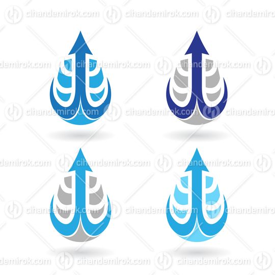 Blue and Grey Drop Shaped Anchor or Pitchfork