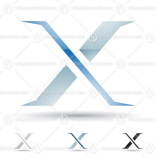 Blue and Grey Glossy Abstract Logo Icon of Slim Letter X