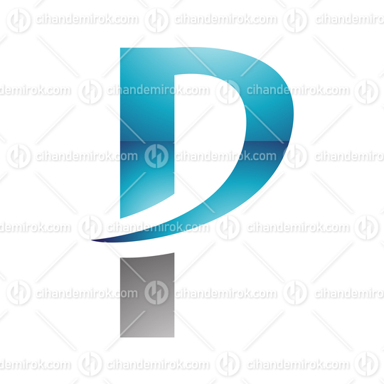 Blue and Grey Glossy Sleek Spiky Letter P Logo Icon - Bundle No: 065