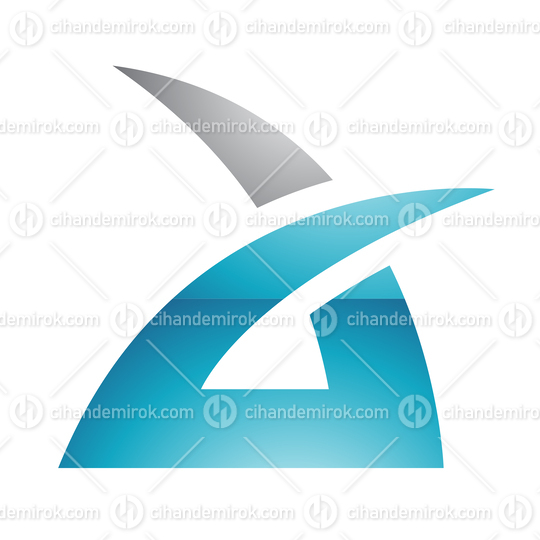 Blue and Grey Glossy Spiky Letter A Logo Icon - Bundle No: 033