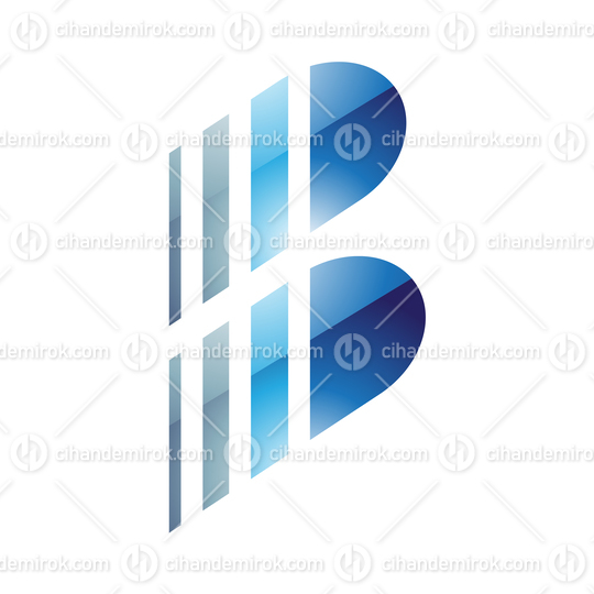 Blue and Grey Glossy Striped Letter B Logo Icon - Bundle No: 037
