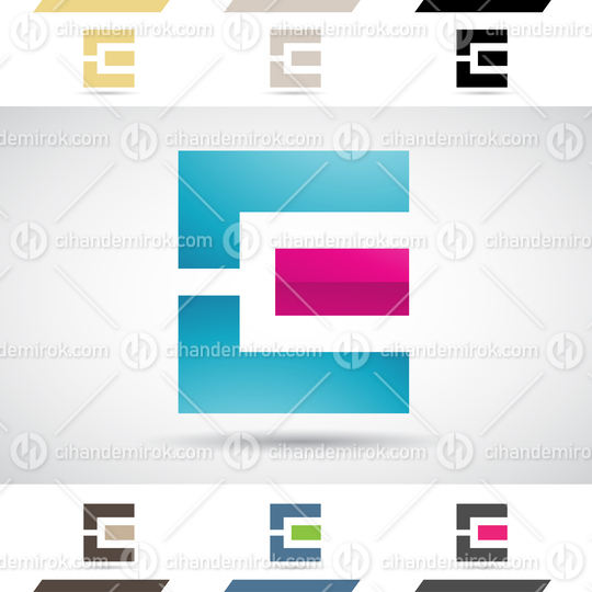 Blue and Magenta Glossy Abstract Logo Icon of Rectangular Bold Letter E