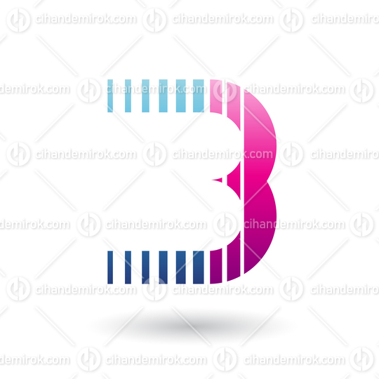 Blue and Magenta Letter B Icon with Vertical Stripes