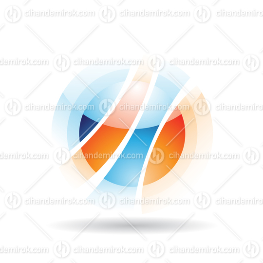 Blue and Orange Abstract Orbit Like Sphere Logo Icon