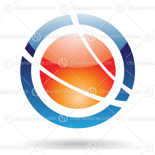 Blue and Orange Glossy Orbit Like Abstract Logo Icon