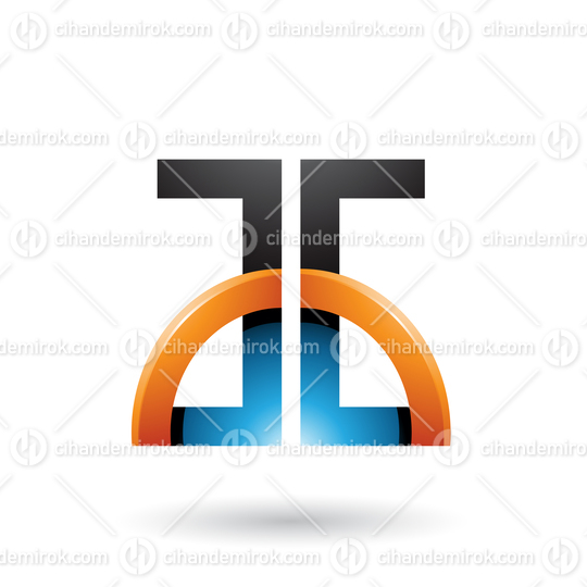 Blue and Orange Letters A and G with a Glossy Half Circle