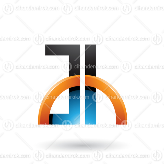 Blue and Orange Letters A and H with a Glossy Half Circle