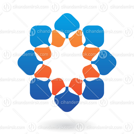 Blue and Orange Ornamental Flower Like Abstract Logo Icon