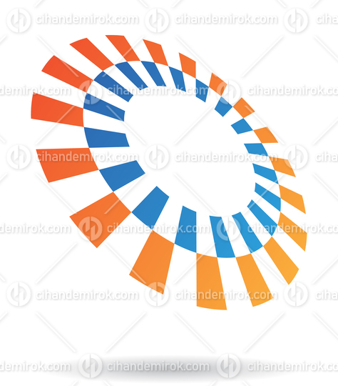 Blue and Orange Rectangular Shapes Forming an Abstract Circle Logo Icon 