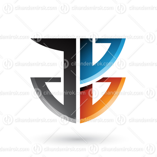 Blue and Orange Shield Like Shape of Letters A and B