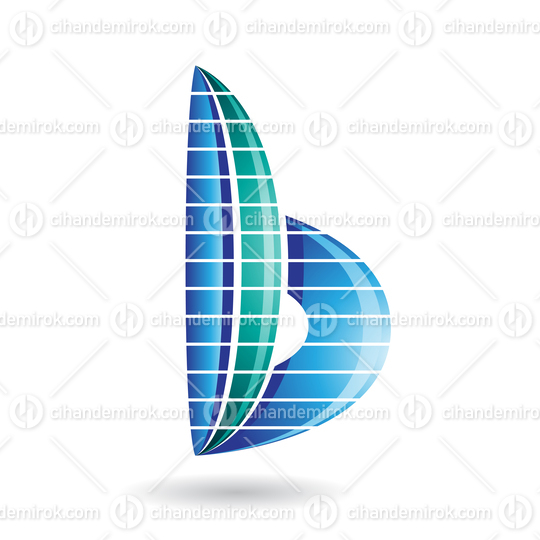 Blue and Persian Green Abstract Skyscraper Shaped Striped Letter B Icon