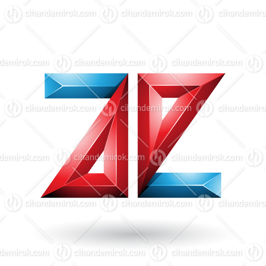 Blue and Red 3d Geometrical Embossed Letters A and E